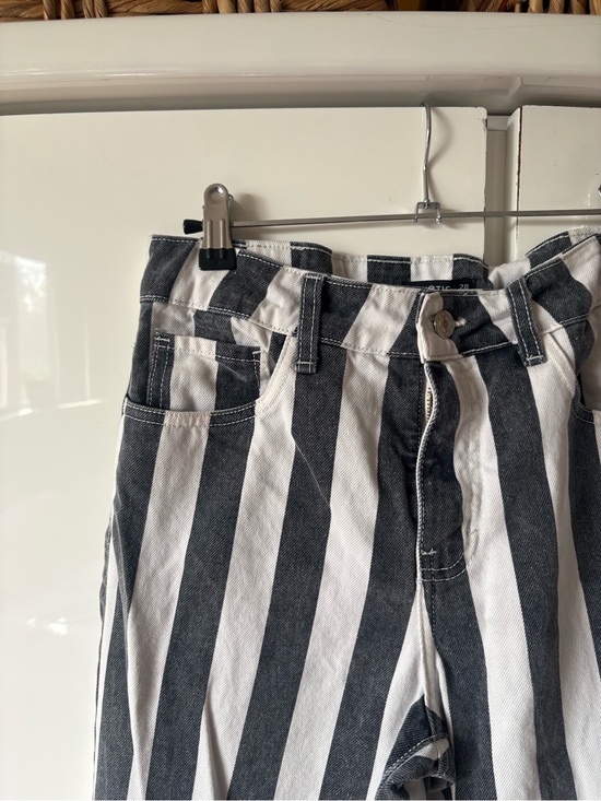 Denim - Striped Black and White Jeans